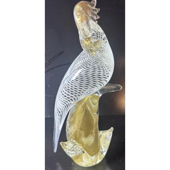 Formia Birds Murano gold Fleck White Optic Glass Cockatoos (FP) - Picture 11 of 16